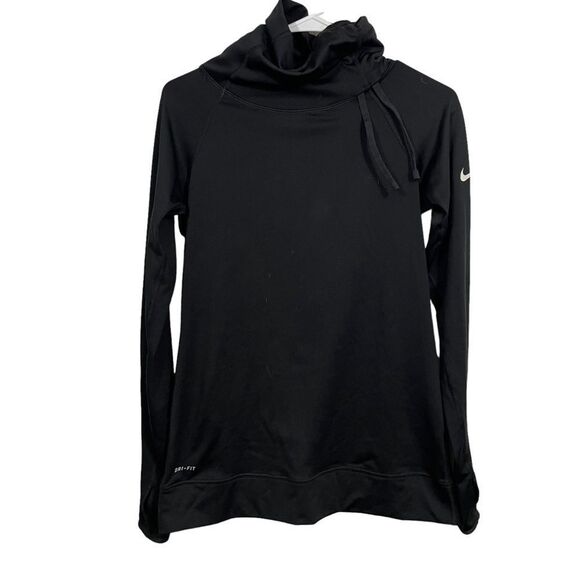Nike Pro Black High Neck Long Sleeve Athletic Sweatshirt - Picture 1 of 4